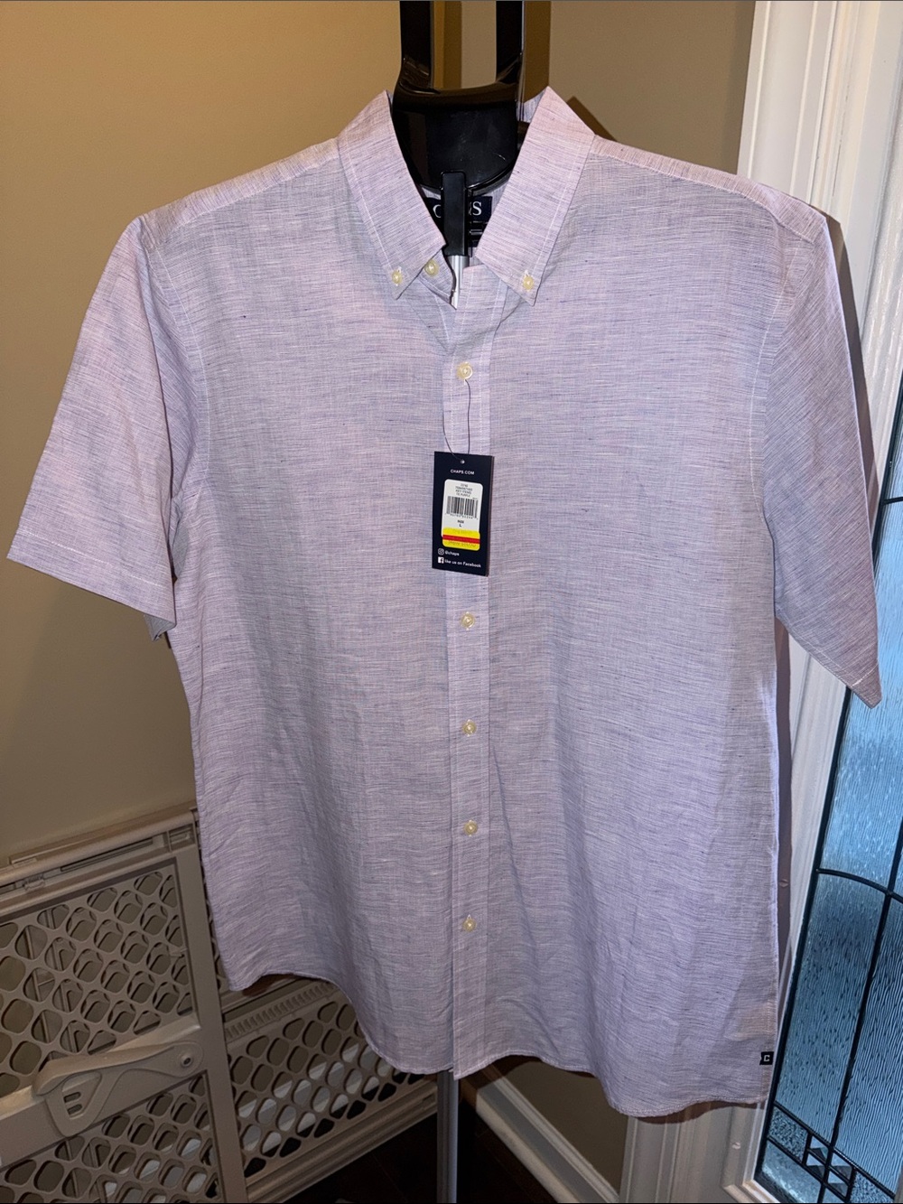 Chaps Light Lavender Short-Sleeve Button-Down Shirt